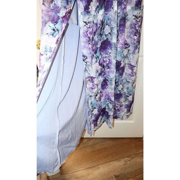 Dress the Population Sz Small Purple Jaclyn Floral-Print Chiffon Maxi Dress $268 - Picture 5 of 13